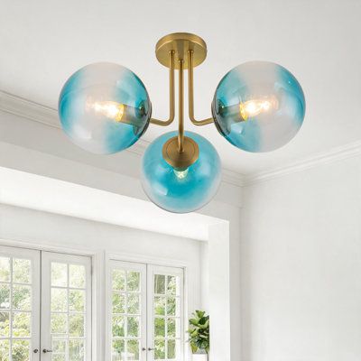 Kaynen 3-Light 22 Modern Sputnik Globe Semi Flush Mount