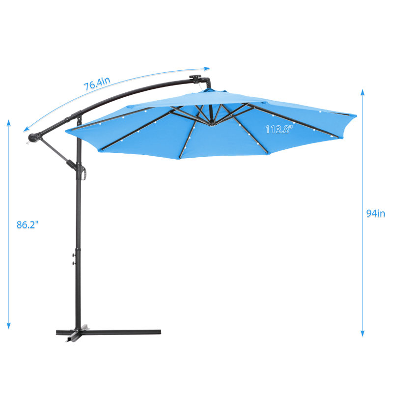 Parasol en porte-à-faux 9 pi 6 po Modla, Bleu