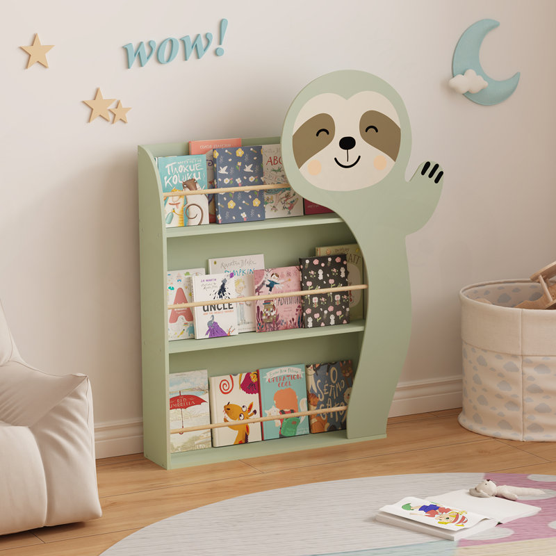 Bibliothèque pour enfants avec paresseux à 3 niveaux, rangement en bois robuste et sécuritaire pour les tout-petits et les coins lecture