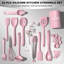 Ensemble 22 pièces d'ustensiles de cuisine en silicone, rose