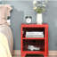 Table de bout industrielle de salon, table d'appoint de salon avec porte de style casier et tablette réglable, rouge