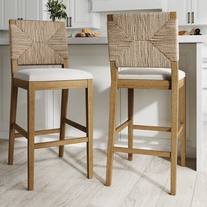 Tabouret de bar rembourré Seagrass,  Crème / brun clair, Tabouret de bar (siège d'une hauteur de 29 po), 2