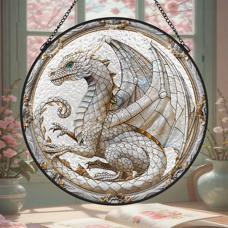  Décorations pour fenêtre en verre teinté Dragon, 11,8 x 11,8 po (30 x 30 cm)
