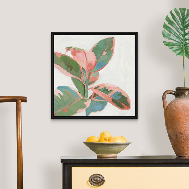«Pink Ficus I», art mural sur toile, Toile encadrée noire, H 22 po x l 22 po