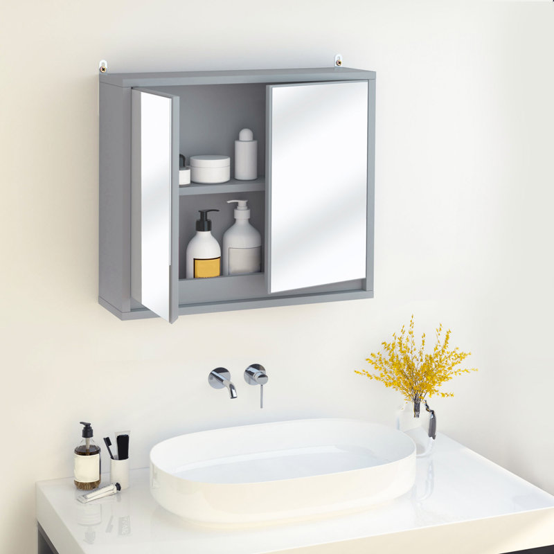 Isayiah Surface Framed Mirrored Bathroom Cabinets with Mirror and 1 Adjustable Shelves