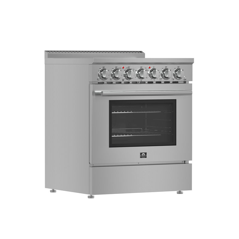 Forno Paolo 30" Freestanding Electric Range, 7,800-Watt Rangetop, 4.38 cu.ft. True Convection Oven, Stainless Steel