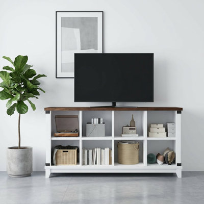 Meuble télé 8 cubes Farmhouse, d'une largeur de 49,1 po, pour téléviseurs de 50 po et 8 cubes de rangement ouverts pour les médias et la décoration