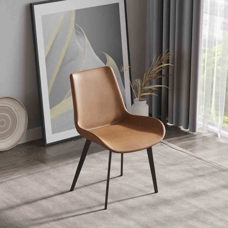 Chaise d'appoint en cuir Angiens, Brun, 2