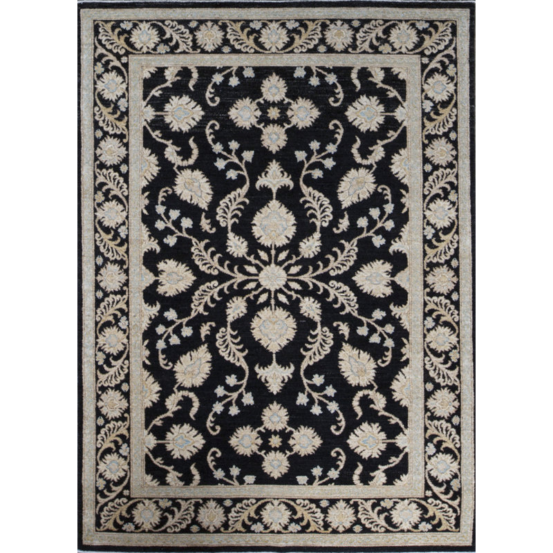 Hand-Knotted High-Quality Black Area Rug
