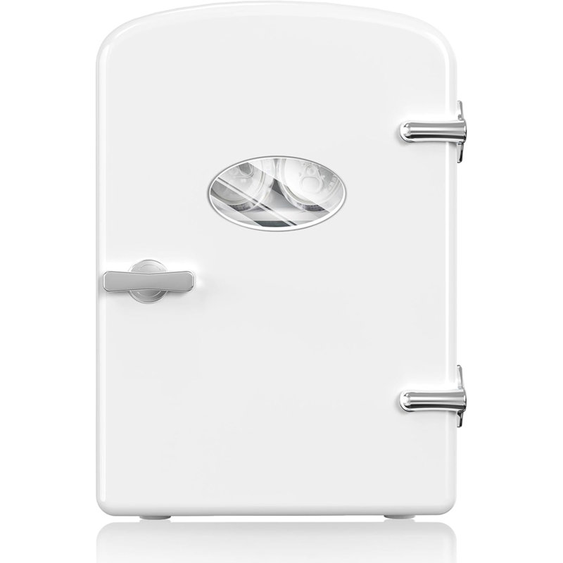 Mini réfrigérateur portatif 6L avec fenêtre d'observation, réfrigérateur compact et 9 canettes, 100% sans fréon et écologique, 6 L