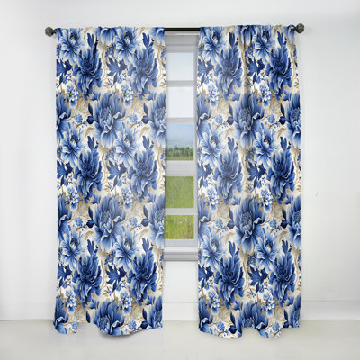 Blanc et bleu damassé Breeze IV - Rideau damassé - Rideau damas obscurcissant - 1 panneaux