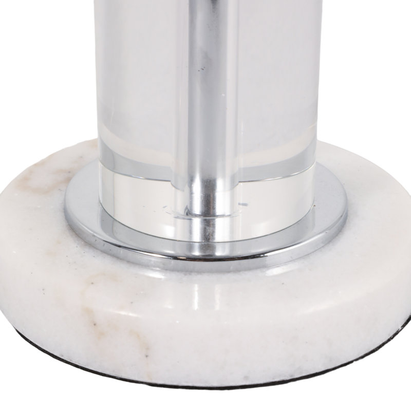 Lampe de table haute en verre avec base en marbre, idéale comme lampe de chevet ou d'appoint sur un bureau ou dans un salon. 68,5 cm (27 po), transparente et blanche.