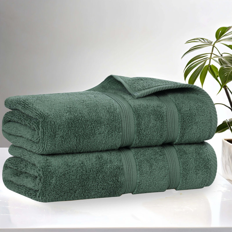 Smart Dry Zero Twist Cotton Medium Weight Bath Sheets (Set of 2), Forest Green