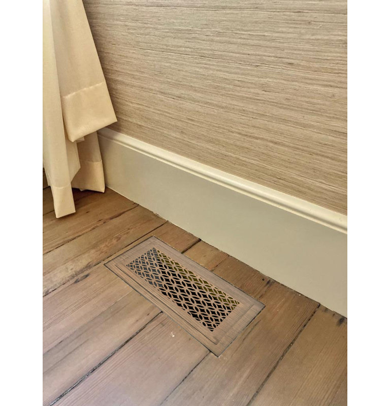 Registre de plancher de bois franc. Ouverture de conduit 4 x 10 (total 7 x 13) - Conception circulaire 3D, 4 x 10