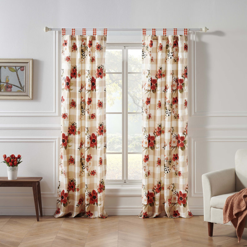 Red Tab Top Blackout Polyester Window Panel Pair