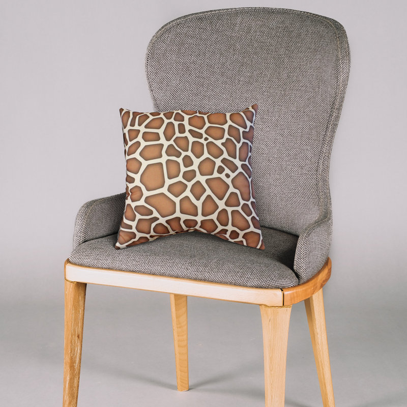 Animal Print Reversible Throw Pillow, Natural