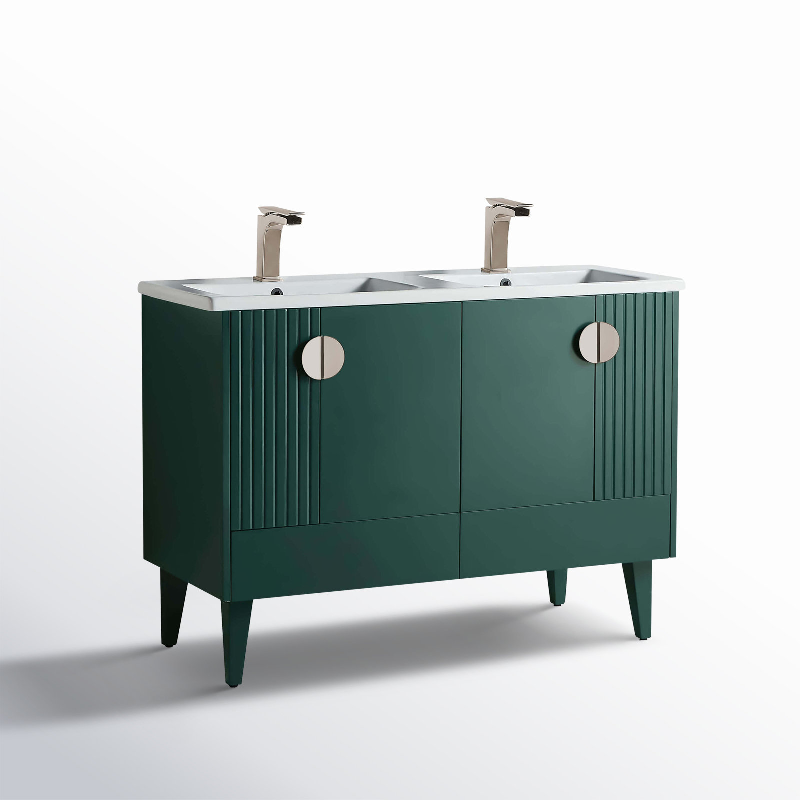 Saimah 47.25'' Double Bathroom Vanity, Green, Satin Nickel