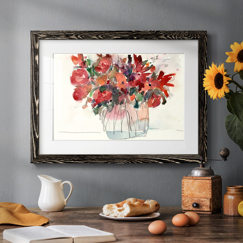 The Small Bunch I - Matted and Framed Under Acrylic Glass, Large Living Room Wall Art, Black, 18" H x 26" W