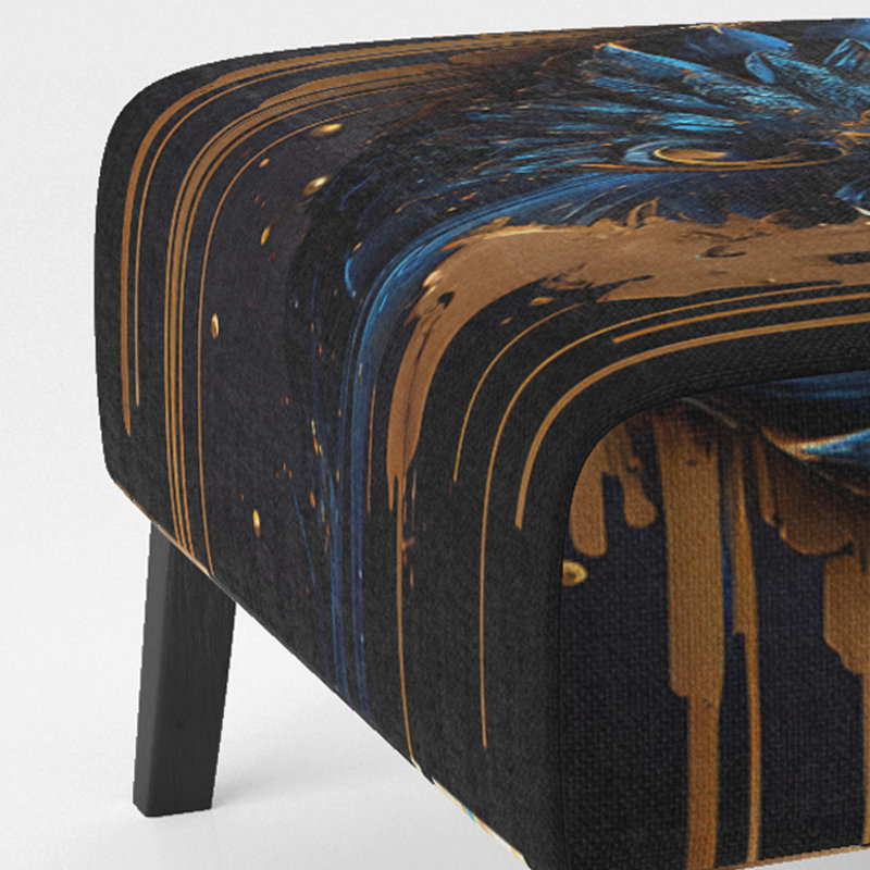 Upholstered Slipper Chair, Modern Aldus Accent Chair - Aldus, Blue/Gold/Black Polyester Blend