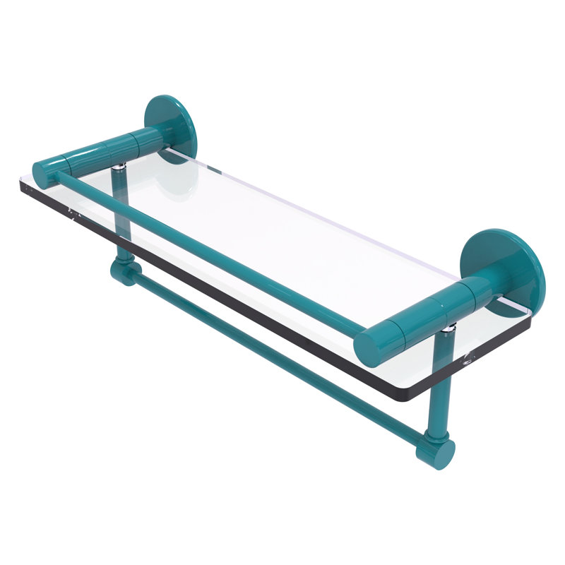 Tablette flottante avec barre à serviettes Fresno, H 5 po x l 16 po x P 5 po, Bleu sarcelle Glokzin