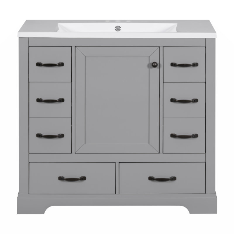 36'' Single Bathroom Vanity with Solid Wood+MDF Top
