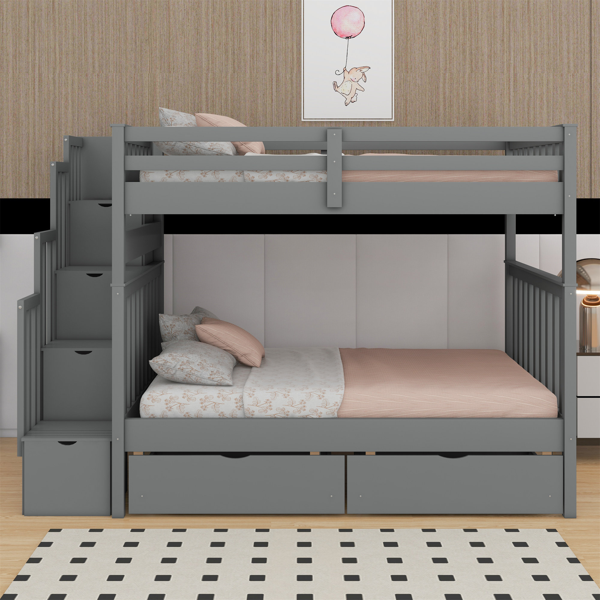 Harriet Bee Bunk Bed With Shelves And Storage Drawers - Wayfair Canada