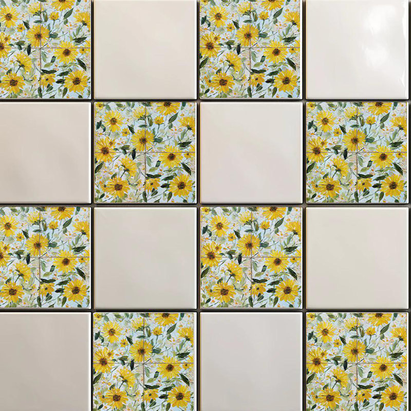 Carreau de mosaïque floral auto-adhésif en vinyle 6 po x 6 po