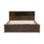 Lit plateforme très grand en bois avec tête de lit multi-rangement, ports USB et 2 tiroirs sous le lit-24033749