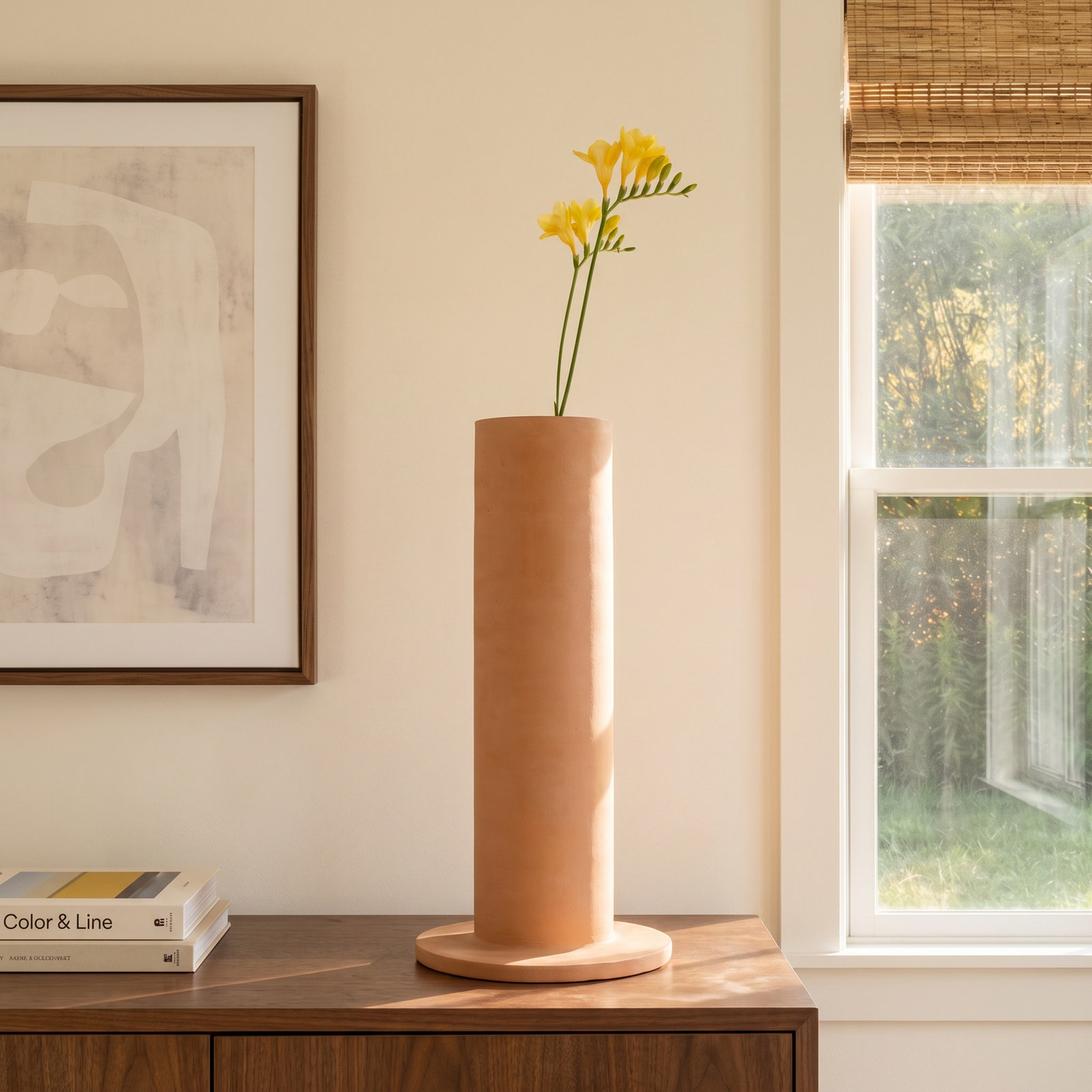 Flange Table Vase, 15" H x 7" W x 7" D