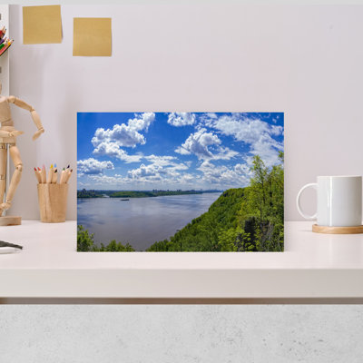 View Of River Under Cloudy Sky, Hudson River, Rockefeller Lookout, New Jersey, Usa Abstract Contemporary Architecture City Wall Art