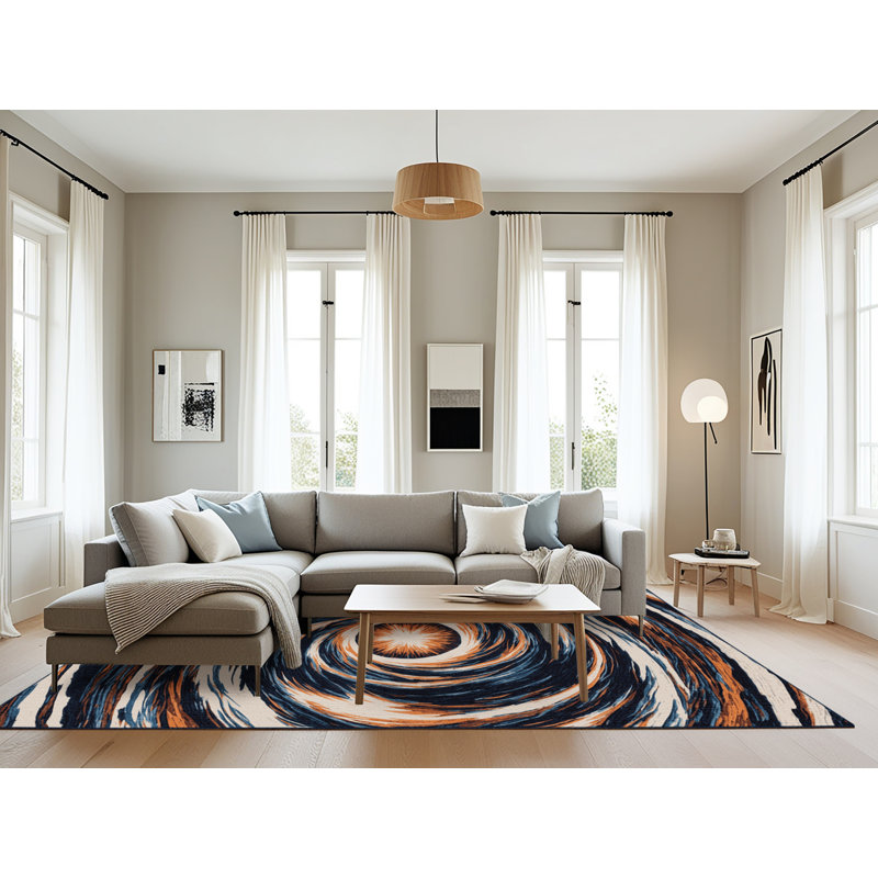 Machine Washable Space Purple Area Rug, Rectangle 8' x 10'