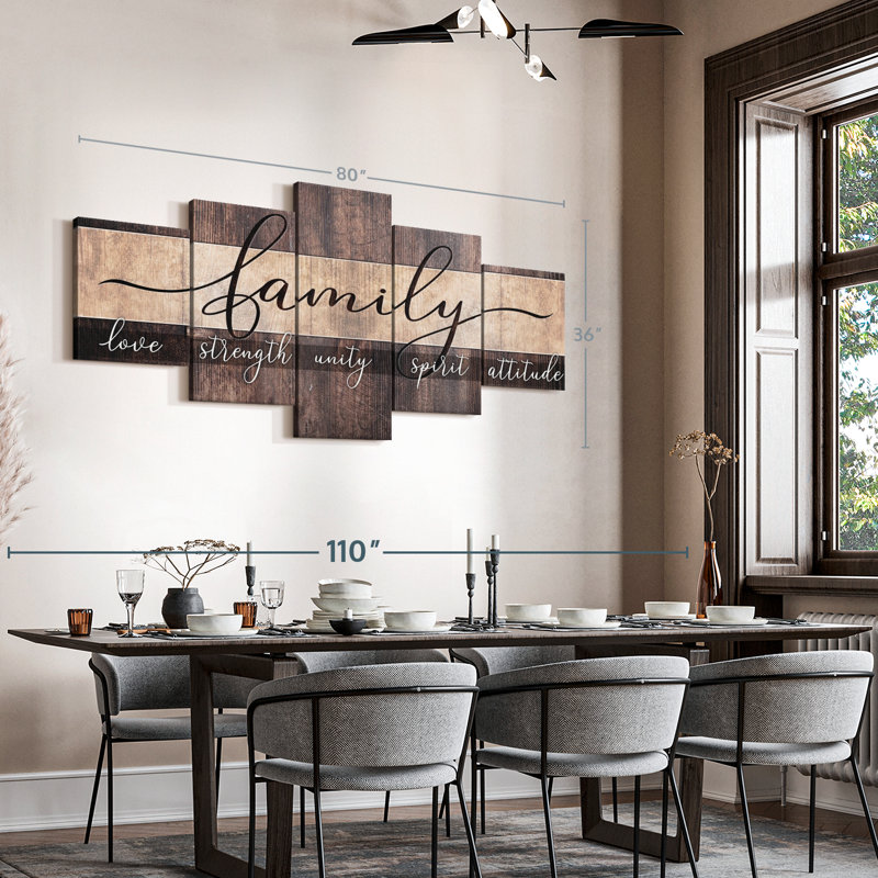 Reproduction sur toile de typographie familiale, H 36 po x l 80 po x P 1,25 po