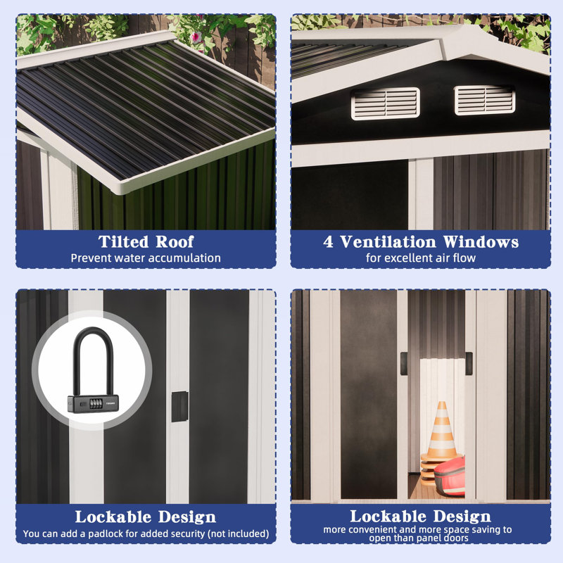  6 ft. W x 4 ft. D Stainless Steel Storage Shed