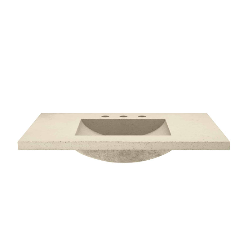 Plateau de meuble-lavabo simple en béton 36,5 po avec lavabo Palomar, Centres de 8 po, Sable