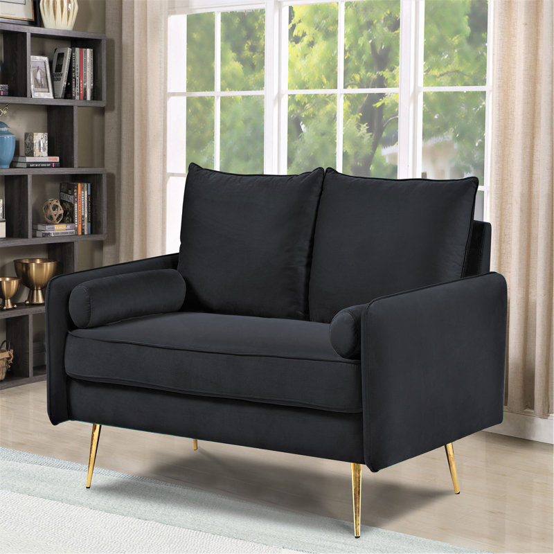 Canapé 2 places en velours Modern, Black Polyester