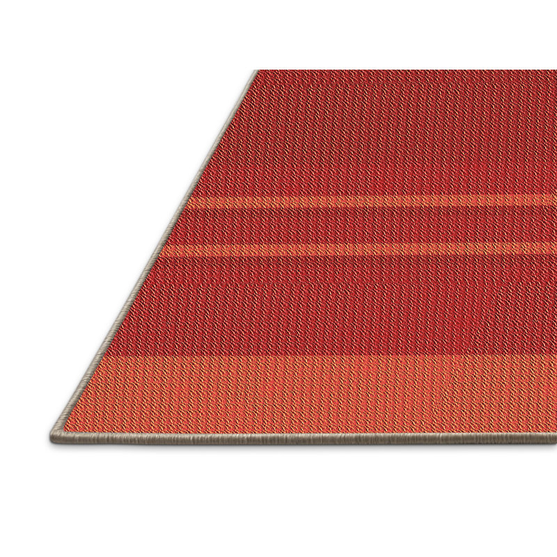 Tapis rayé orange en laine, Rectangle 3 pi x 5 pi