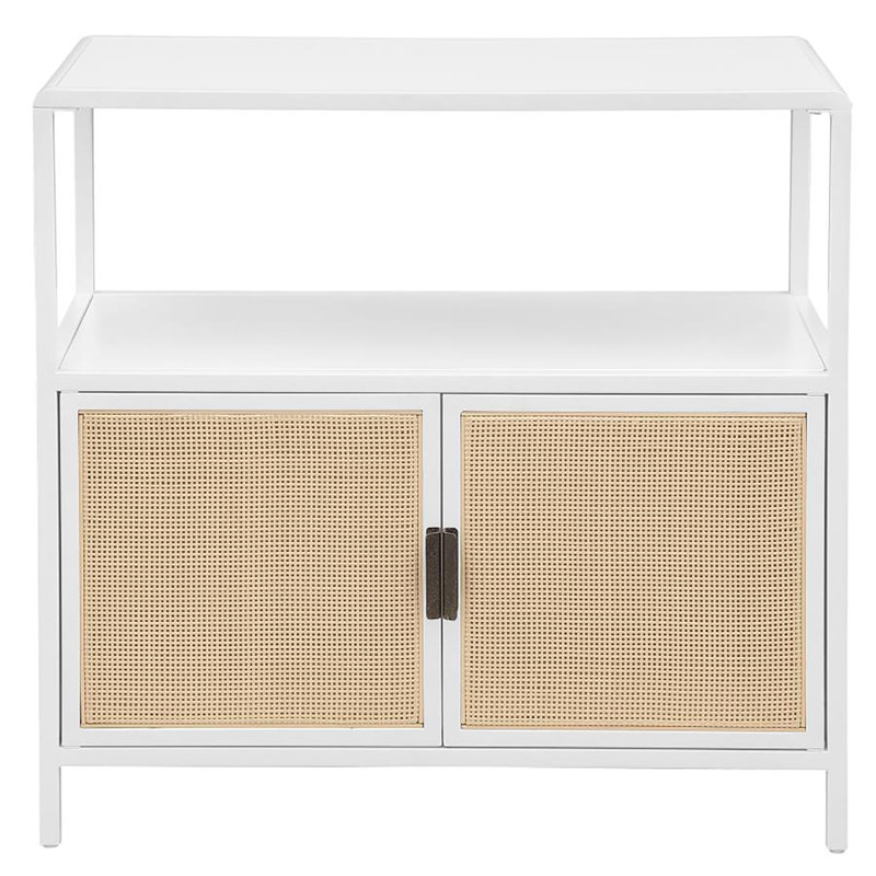 Berlinda 2-door Radio Weave Cane Metal Accent Cabinet, White