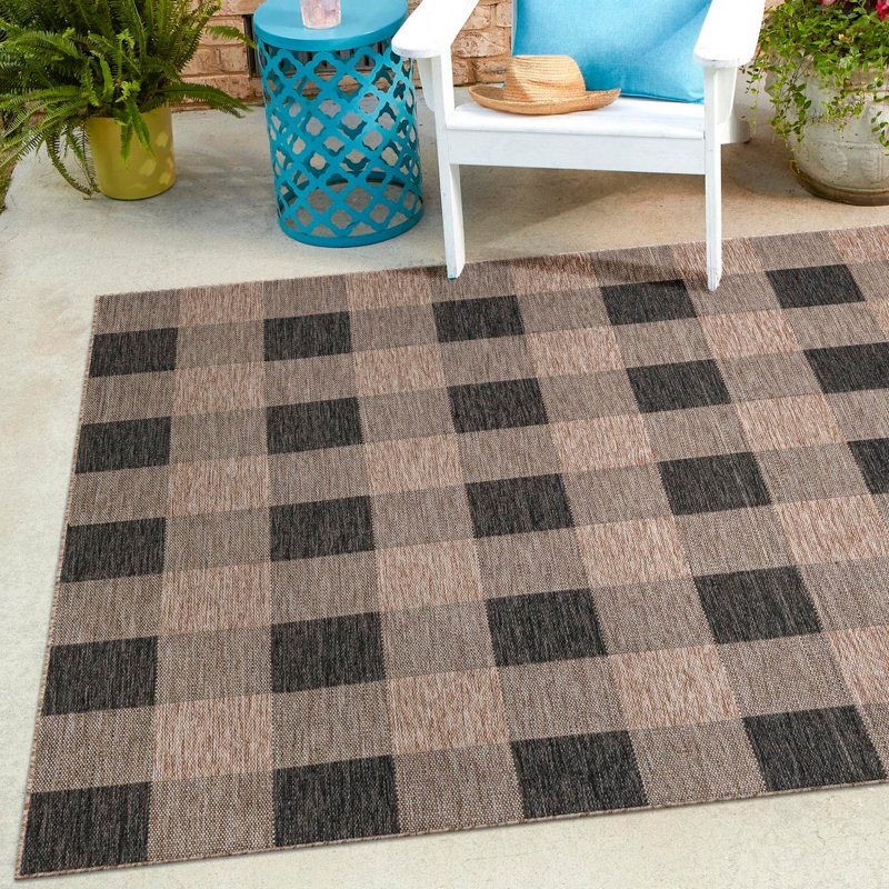 Talih Checkered Indoor / Outdoor Rug, Square 10'
