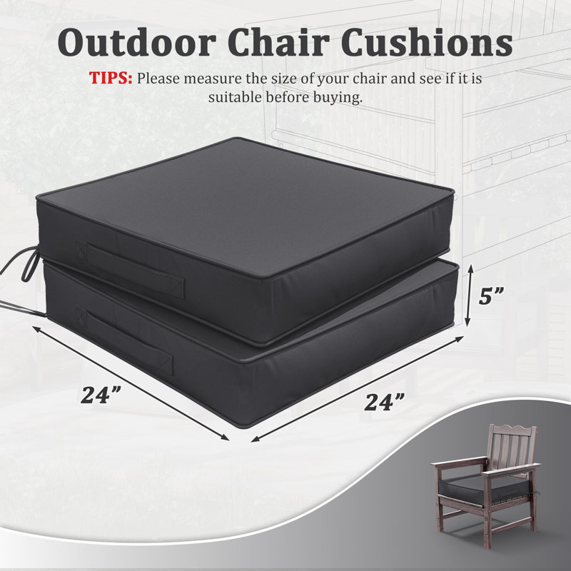 Outdoor 5” Seat Cushions And 24”X24” Outdoor Cushions Dining Seat Cushions , Dark Gray