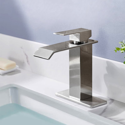 Robinet pour salle de bain à poignée simple avec bonde escamotable
