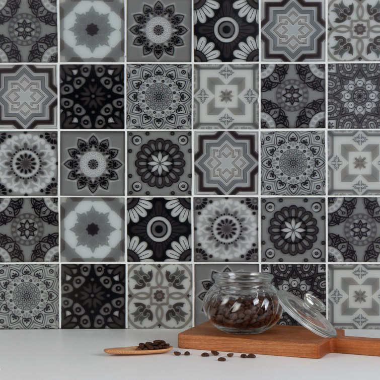 4'' W x 4'' L Glass Peel and Stick Field Tile