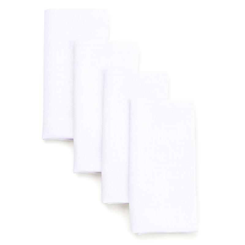 Serviettes d'angle en lin D'Moksha Homes, L 10 po x L 10 po, Blanc