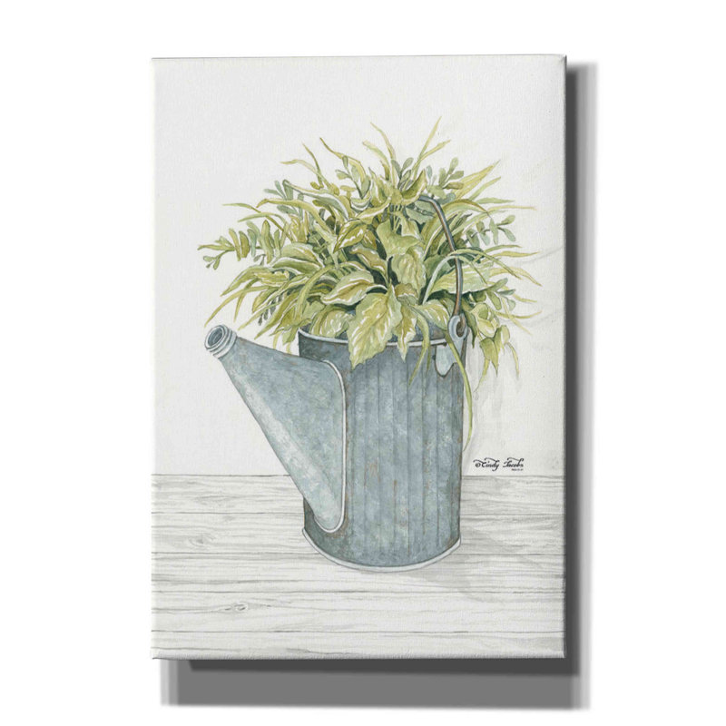 «Galvanized Watering Can» par Cindy Jacobs, art mural sur toile, L 18 po x H 26 po x P 0,75 po