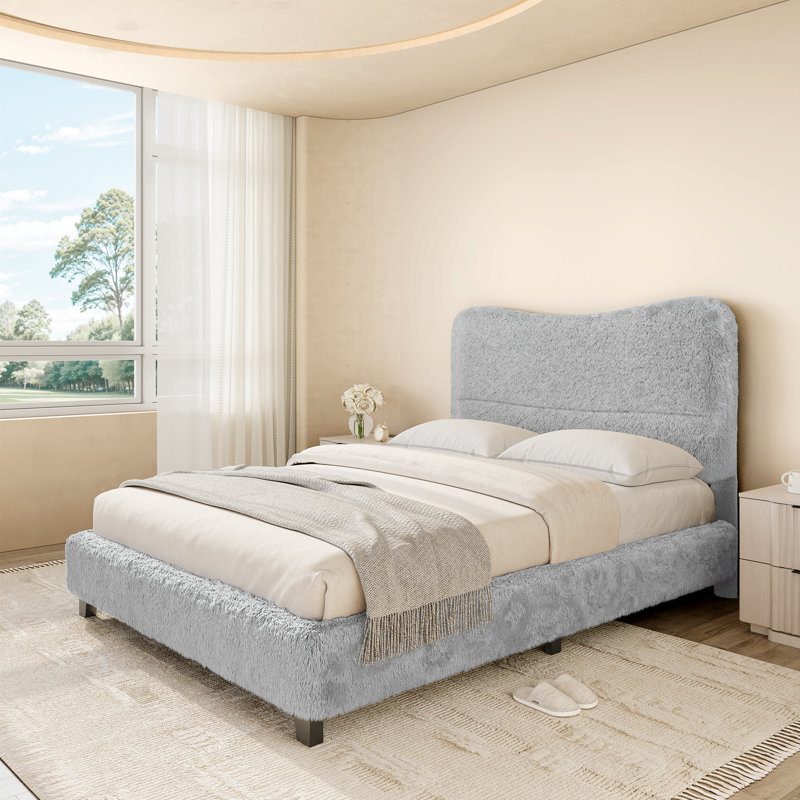 Lit tapissier moelleux et moelleux Cloud-Feel, Gris, Grand lit
