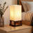 Maxwell 14 in. Oriental Inspired LED Bedside Table Lamp with Fabric Square Shade-814248536