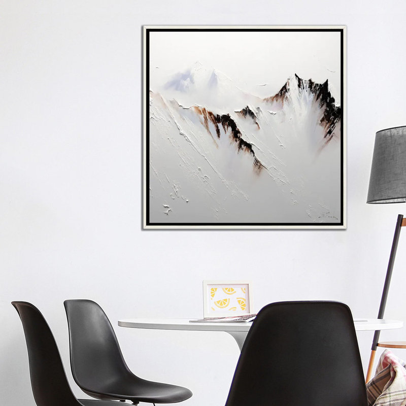 Crowned In Snow, Distressed White Floater Framed Canvas, 37" H x 37" W x 1.5" D