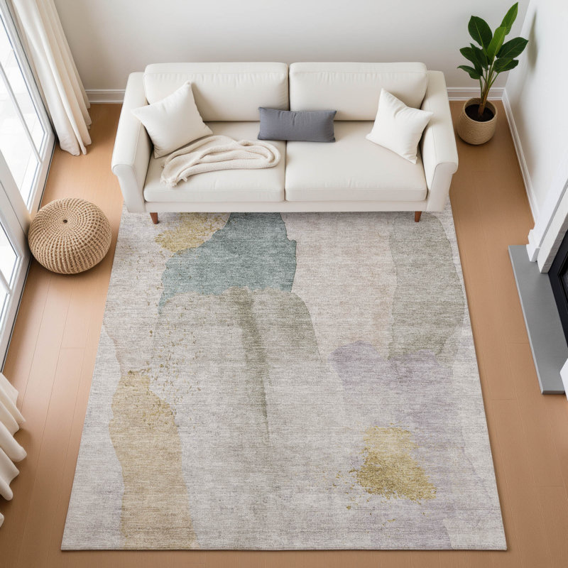 Tapis abstrait lavable à la machine Premium, Rectangle 2 pi 6 po x 3 pi 10 po