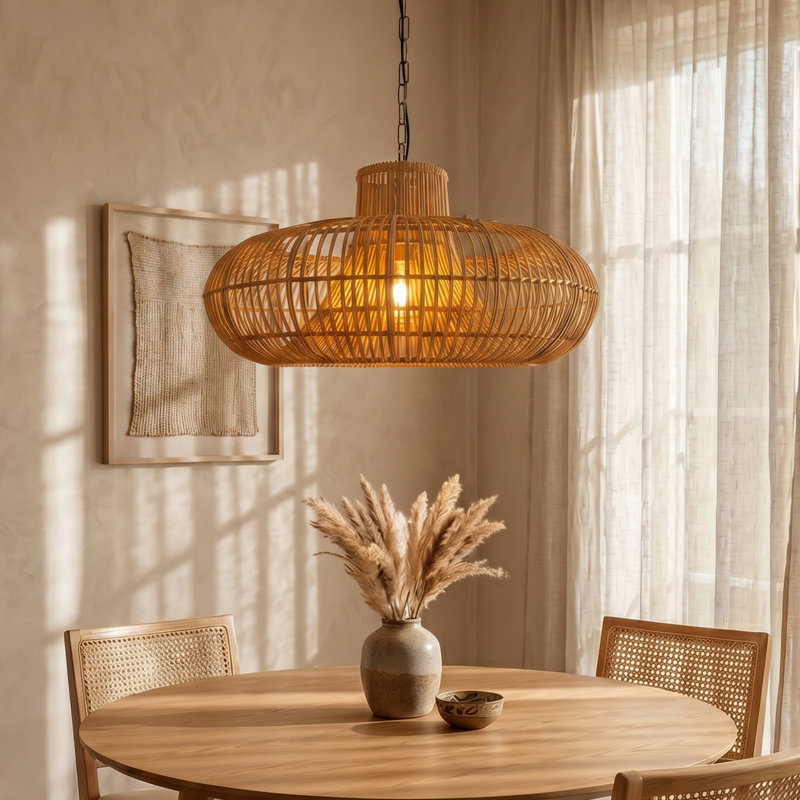 Luminaire suspendu en rotin Calypso, Terra Cotta