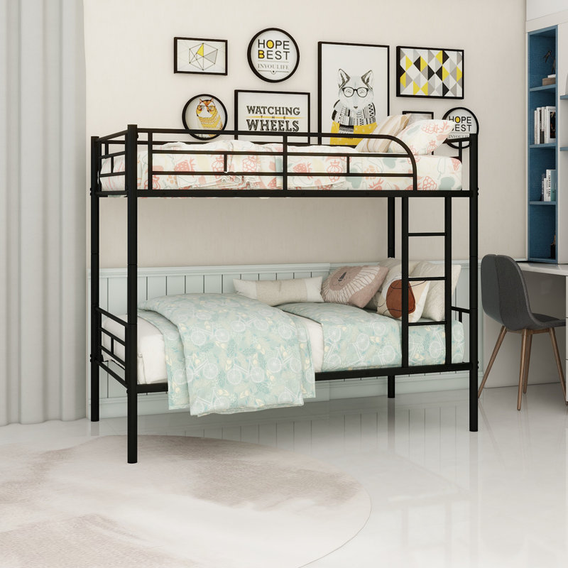 Twin Over Twin Metal Bunk Bed, Black