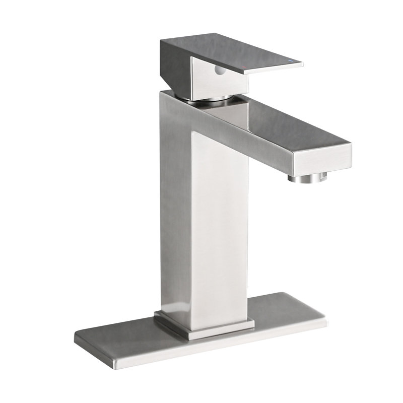 Stainless Steel Bathroom Faucet Single Hole - Deck-Mounted With And Drain Assembly, 1.2 Flow Rate, Lever Handle, Ceramic Disc Valve For Vanity, Brushed Nickel Sink Modern Bathroom,